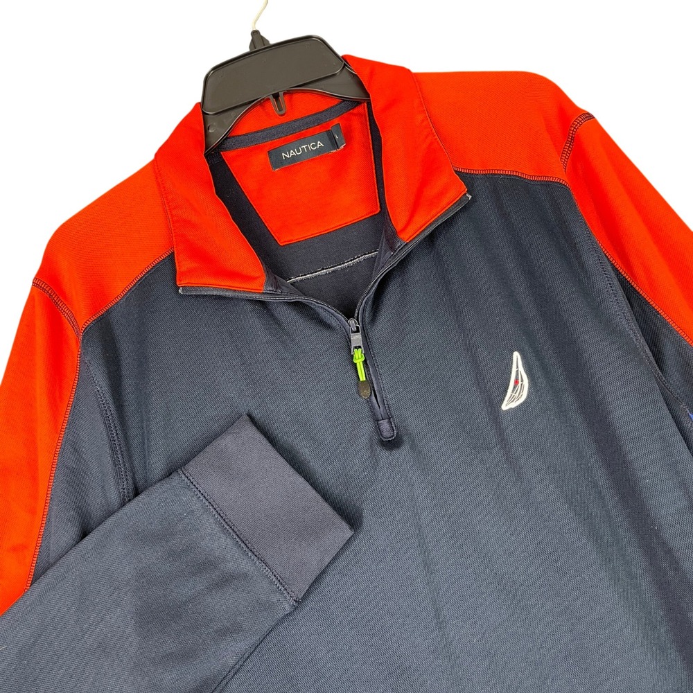 Nautica NS-83 Sailing Quarter Zip Mens L Colorblock Open Water Ocean Challenge